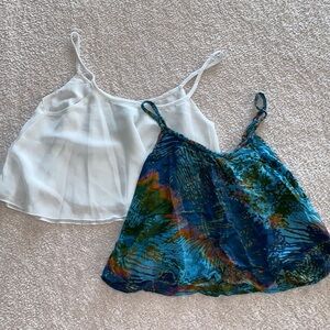 Mini Tank Top Size XS Bundle of Two Sheer White Blue Tie Dye